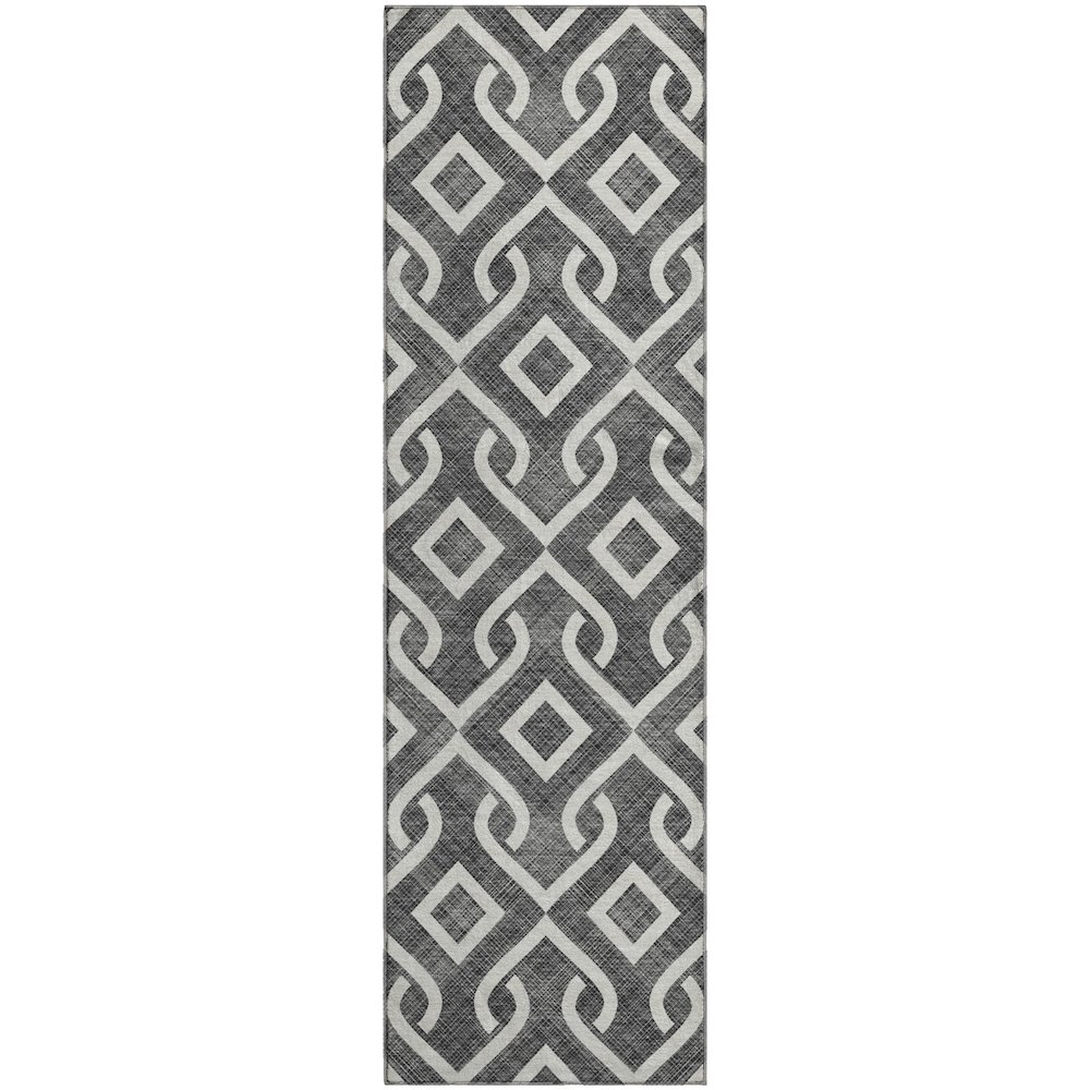 Premium Machine Washable Mayfield  Black 2'3" x 7'6" Runner Rug. Picture 1