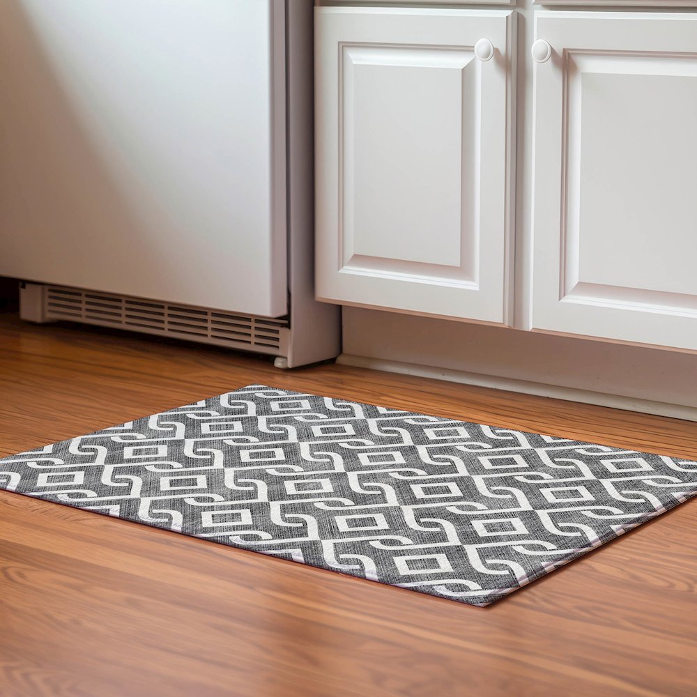 Premium Machine Washable Mayfield  Black 1'8" x 2'6" Rug. Picture 5