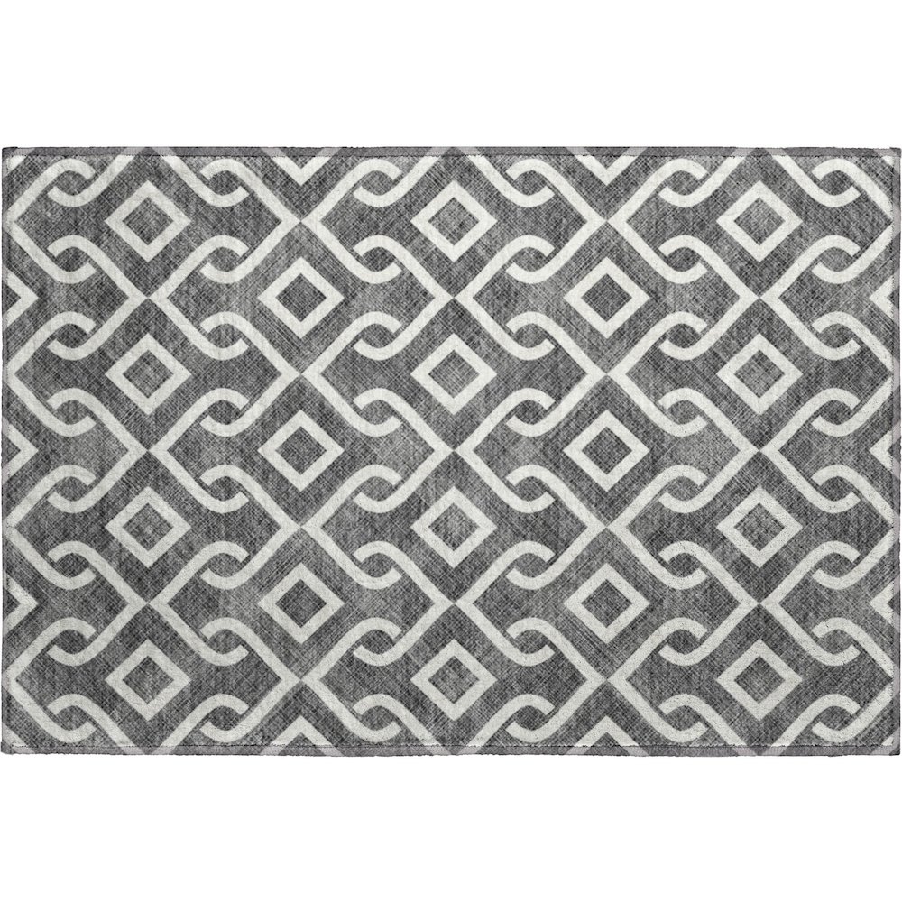 Premium Machine Washable Mayfield  Black 1'8" x 2'6" Rug. Picture 1