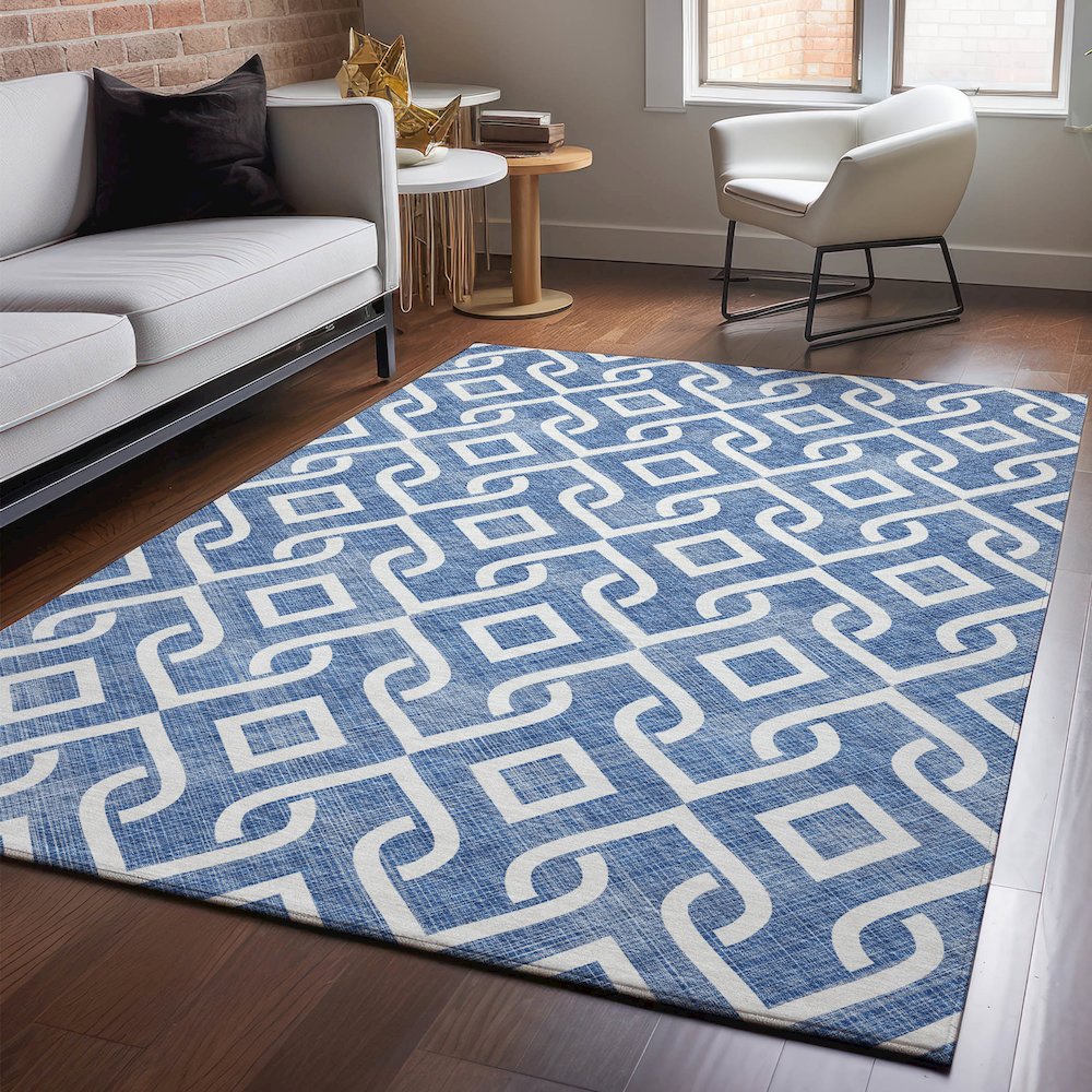 Premium Machine Washable Mayfield  Blue 2'6" x 3'10" Rug. Picture 5