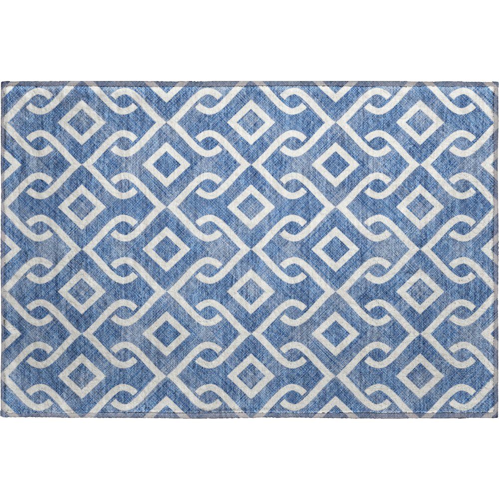 Premium Machine Washable Mayfield  Blue 1'8" x 2'6" Rug. Picture 1