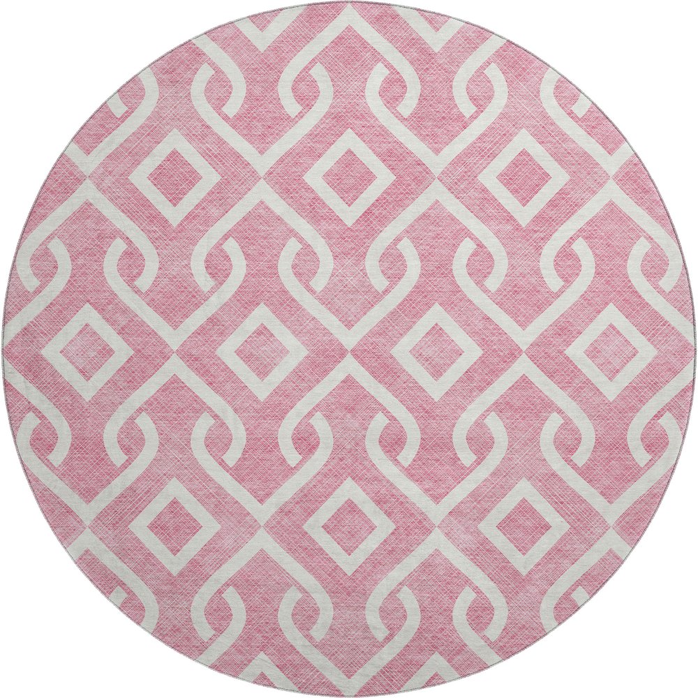 Premium Machine Washable Mayfield  Blush 8' x 8' Round Rug. Picture 1