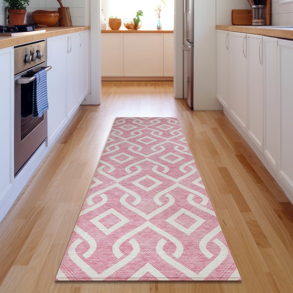 Premium Machine Washable Mayfield  Blush 2'3" x 7'6" Runner Rug. Picture 5