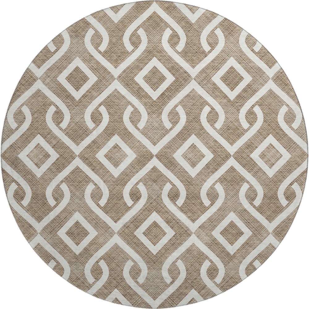 Premium Machine Washable Mayfield  Brown 8' x 8' Round Rug. Picture 1
