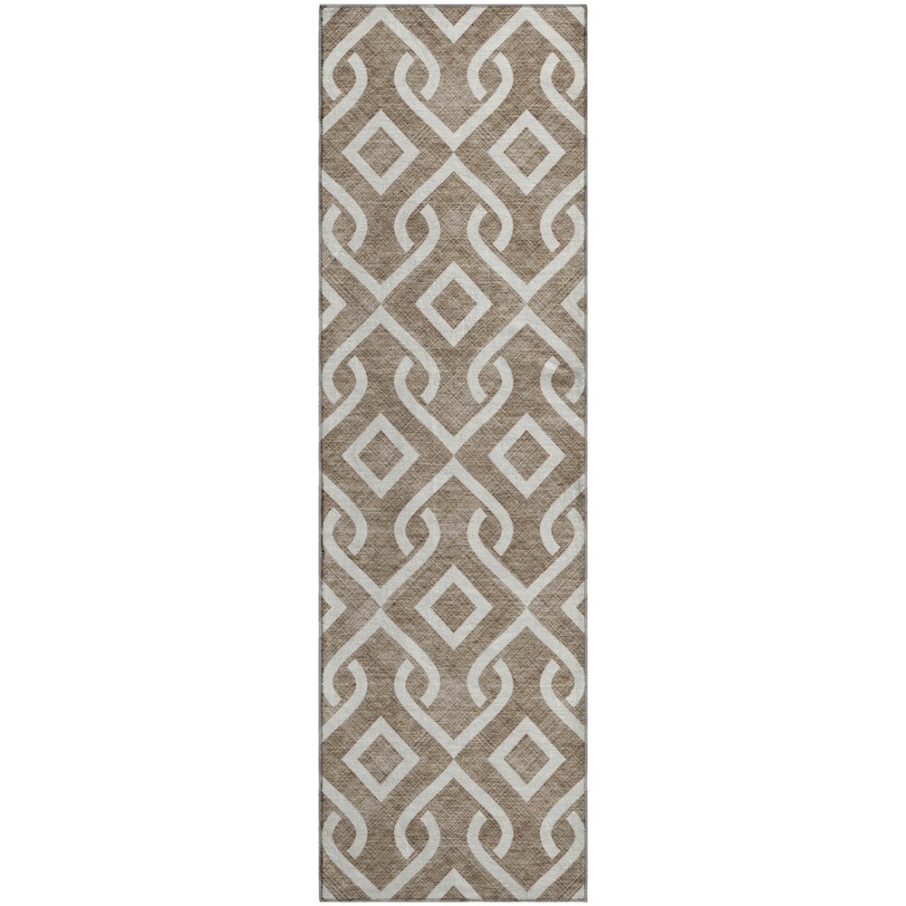 Premium Machine Washable Mayfield  Brown 2'3" x 7'6" Runner Rug. Picture 1