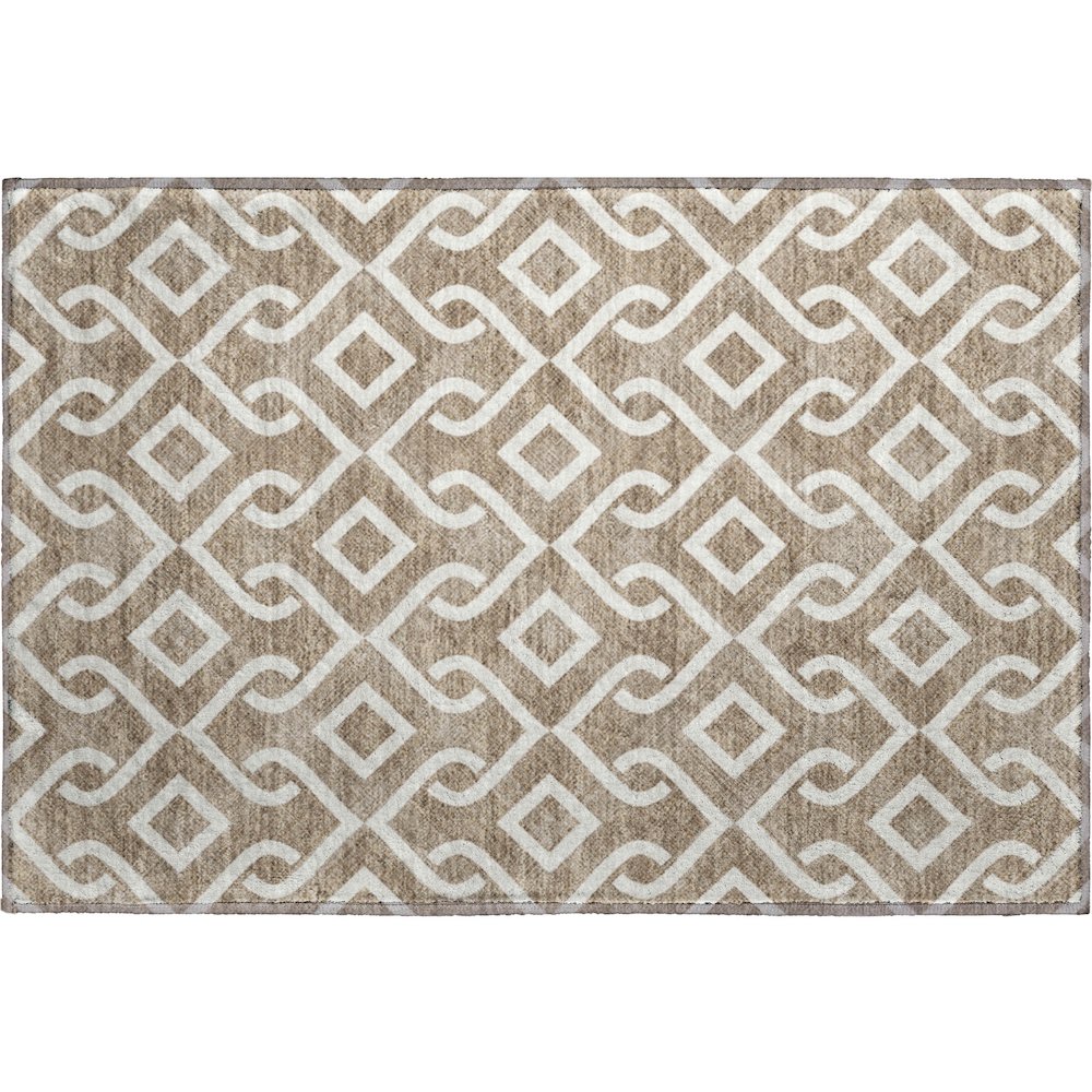 Premium Machine Washable Mayfield  Brown 1'8" x 2'6" Rug. Picture 1