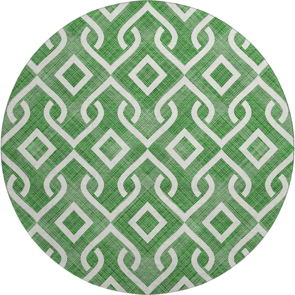 Premium Machine Washable Mayfield  Emerald 8' x 8' Round Rug. Picture 1