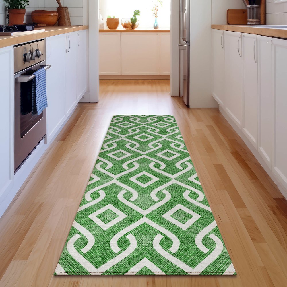 Premium Machine Washable Mayfield  Emerald 2'3" x 7'6" Runner Rug. Picture 5