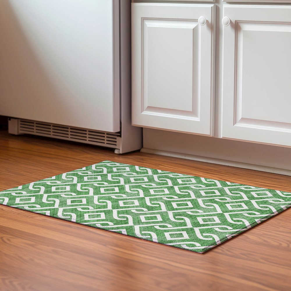 Premium Machine Washable Mayfield  Emerald 1'8" x 2'6" Rug. Picture 5