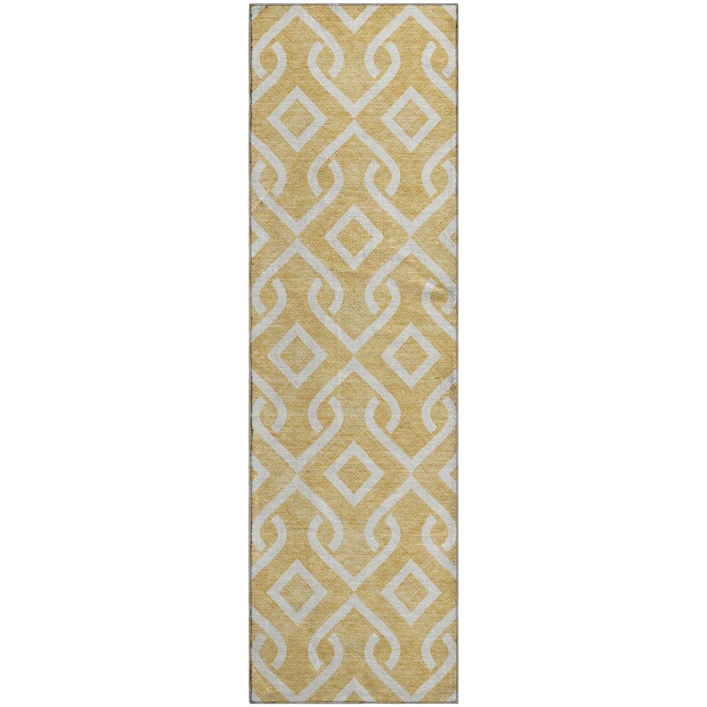 Premium Machine Washable Mayfield  Gold 2'3" x 7'6" Runner Rug. Picture 1