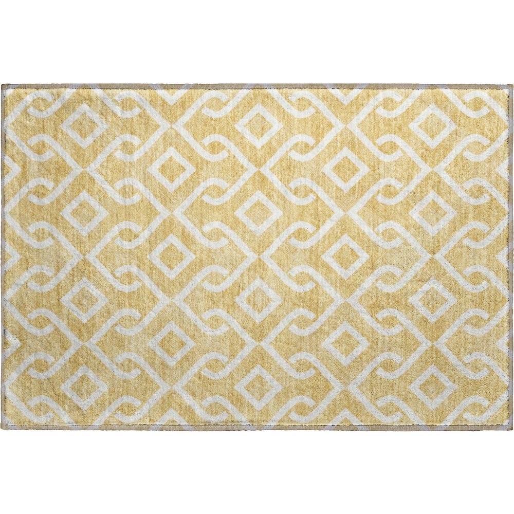 Premium Machine Washable Mayfield  Gold 1'8" x 2'6" Rug. Picture 1