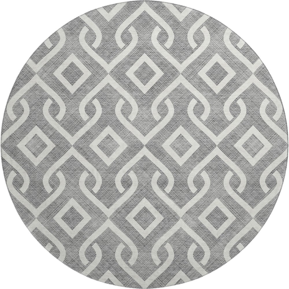 Premium Machine Washable Mayfield  Gray 8' x 8' Round Rug. Picture 1