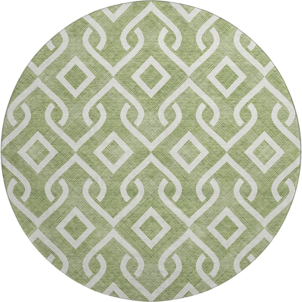 Premium Machine Washable Mayfield  Green 8' x 8' Round Rug. Picture 1