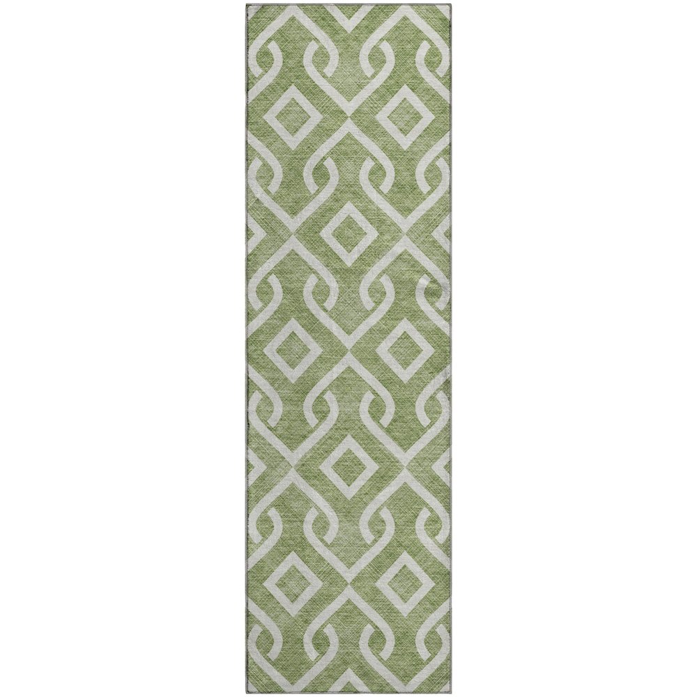 Premium Machine Washable Mayfield  Green 2'3" x 7'6" Runner Rug. Picture 1