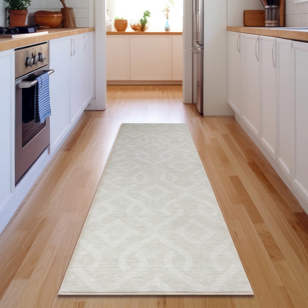 Premium Machine Washable Mayfield  Ivory 2'3" x 7'6" Runner Rug. Picture 5