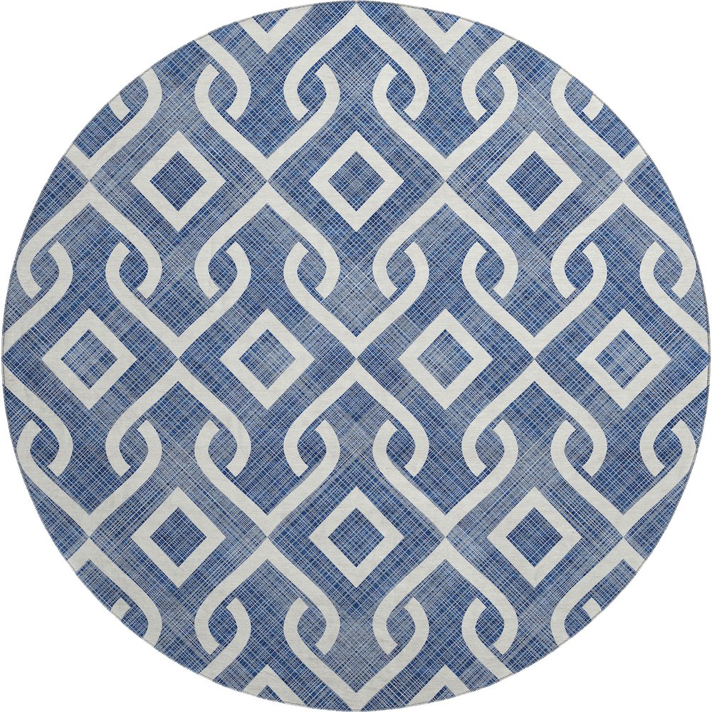 Premium Machine Washable Mayfield  Navy 8' x 8' Round Rug. Picture 1