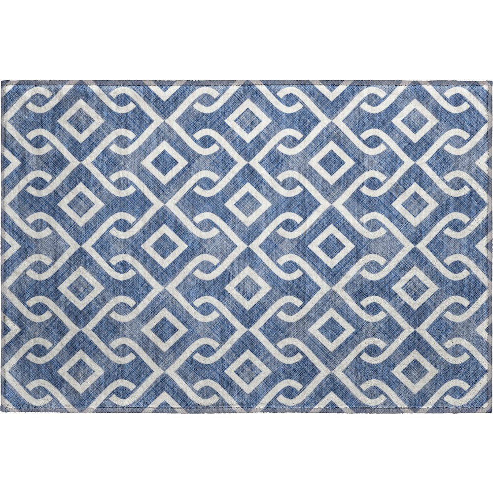 Premium Machine Washable Mayfield  Navy 1'8" x 2'6" Rug. Picture 1