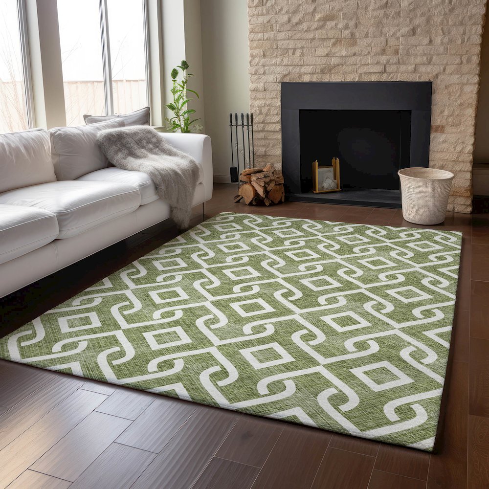 Premium Machine Washable Mayfield  Olive 2'6" x 3'10" Rug. Picture 6