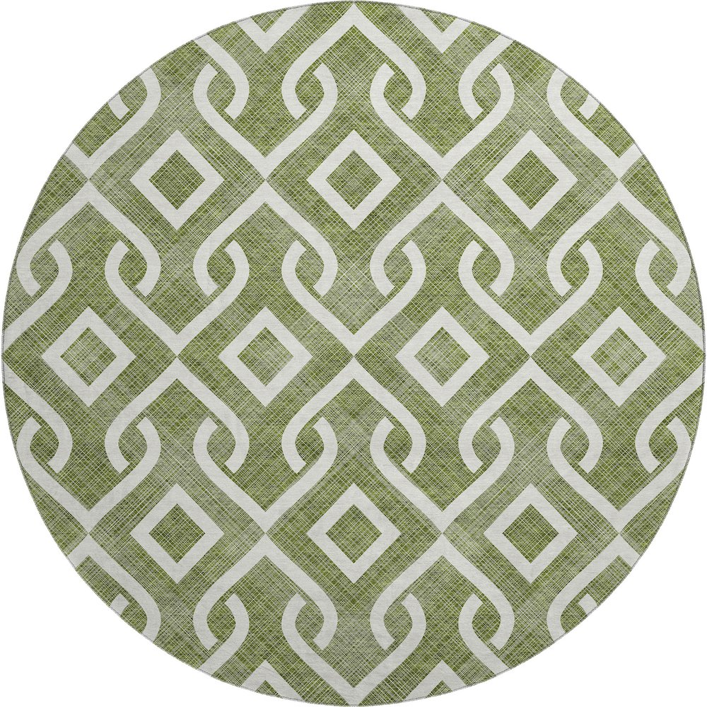 Premium Machine Washable Mayfield  Olive 8' x 8' Round Rug. Picture 1