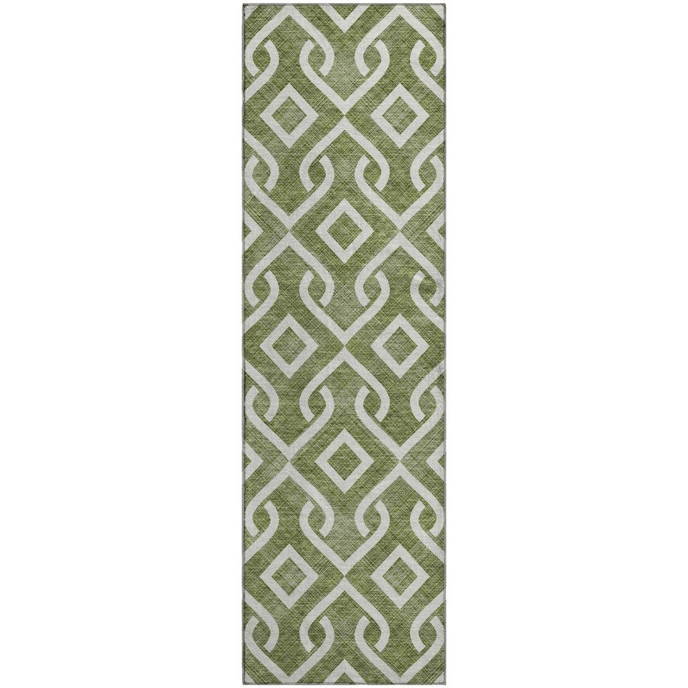 Premium Machine Washable Mayfield  Olive 2'3" x 7'6" Runner Rug. Picture 1