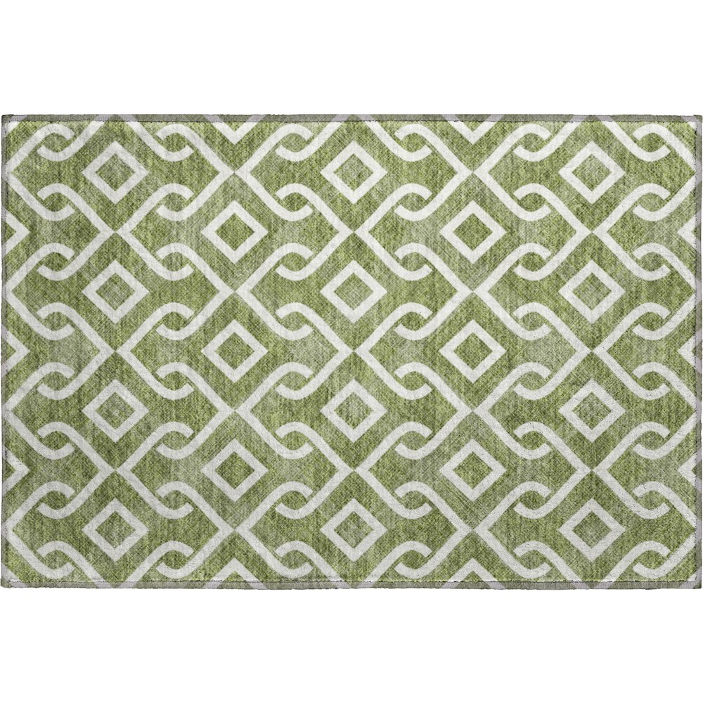 Premium Machine Washable Mayfield  Olive 1'8" x 2'6" Rug. Picture 1