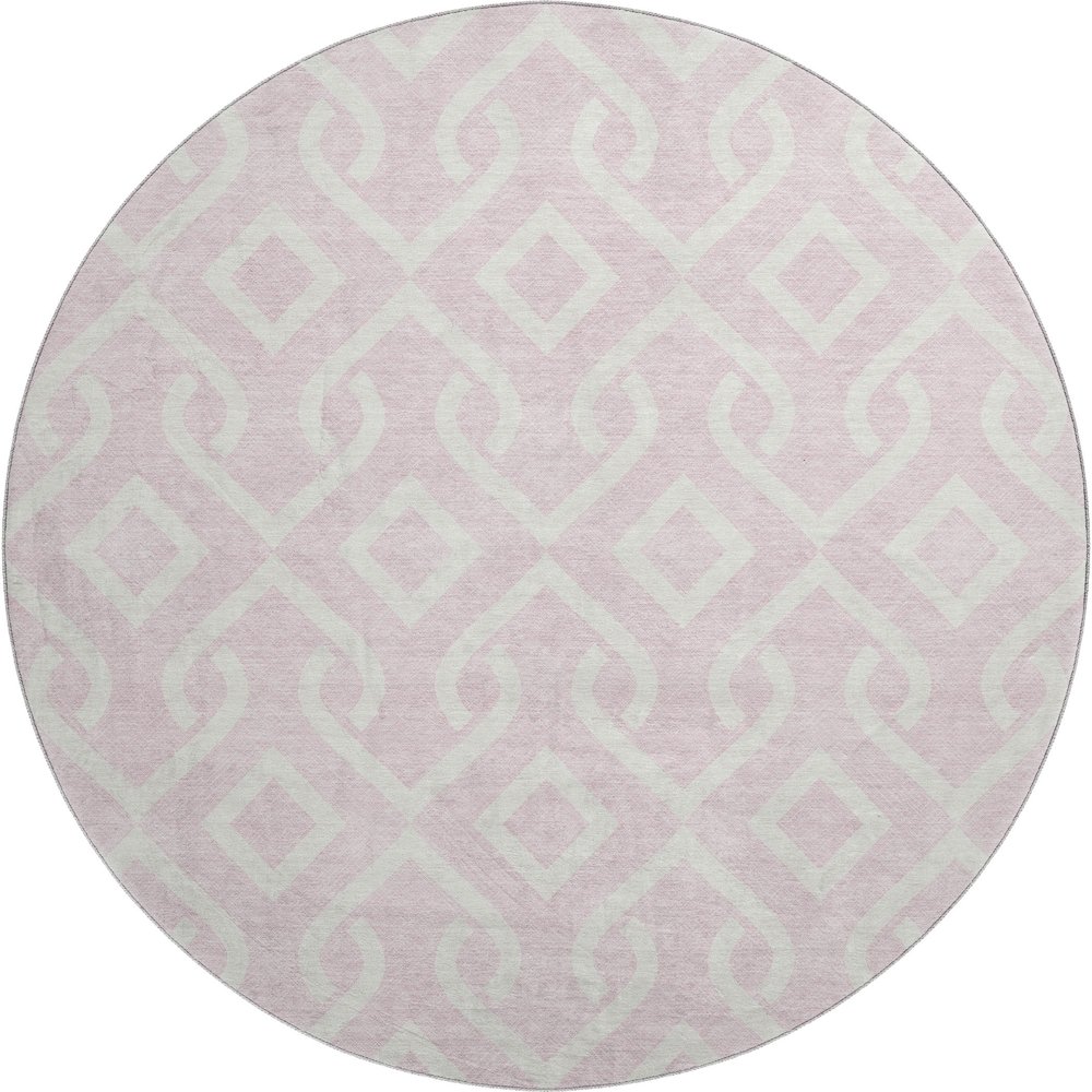 Premium Machine Washable Mayfield  Pink 8' x 8' Round Rug. Picture 1