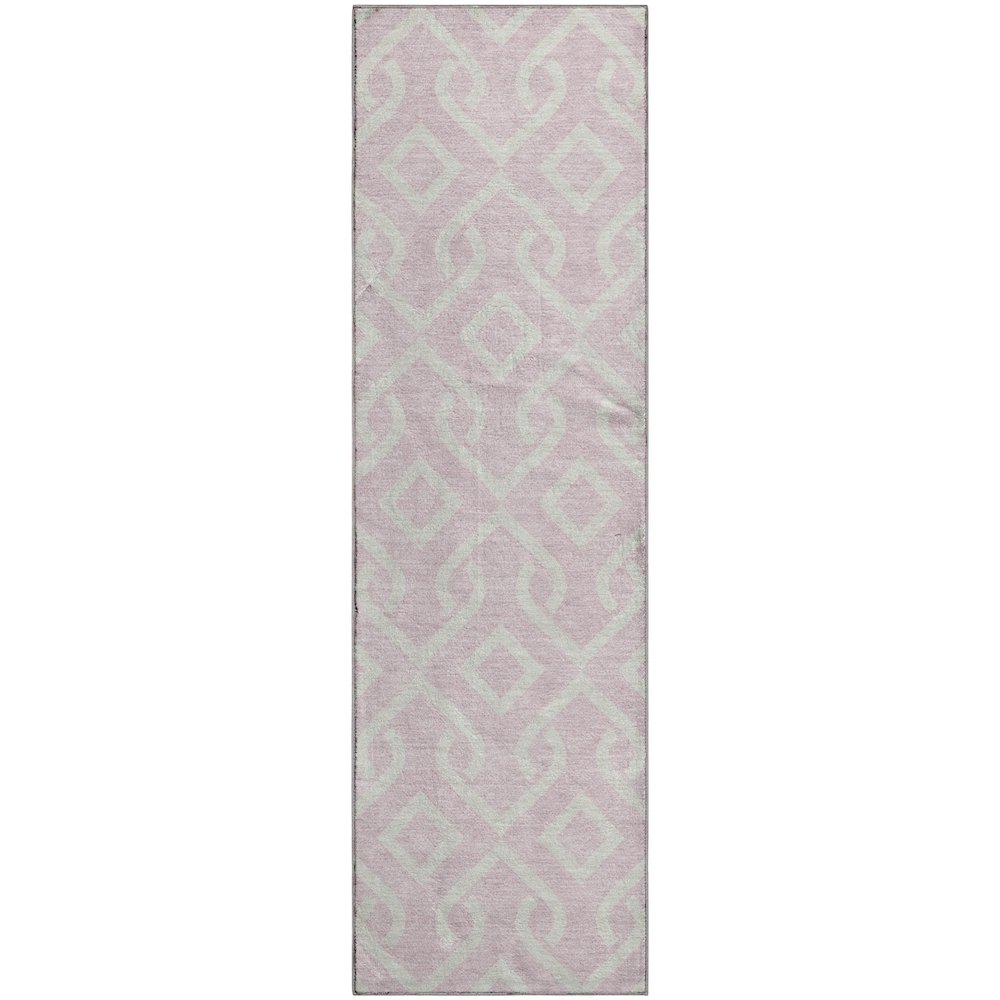 Premium Machine Washable Mayfield  Pink 2'3" x 7'6" Runner Rug. Picture 1