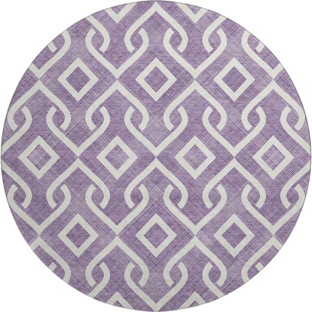 Premium Machine Washable Mayfield  Purple 8' x 8' Round Rug. Picture 1