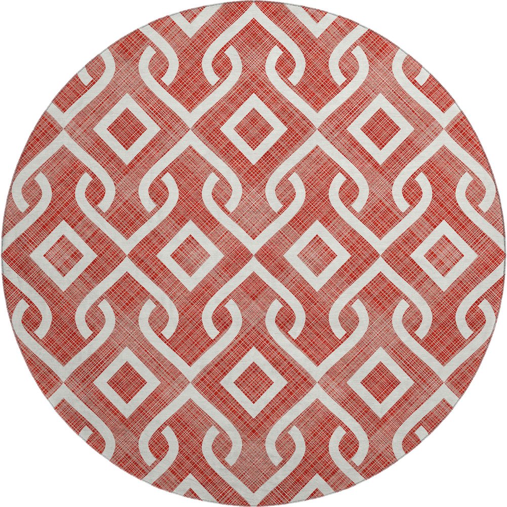 Premium Machine Washable Mayfield  Red 8' x 8' Round Rug. Picture 1