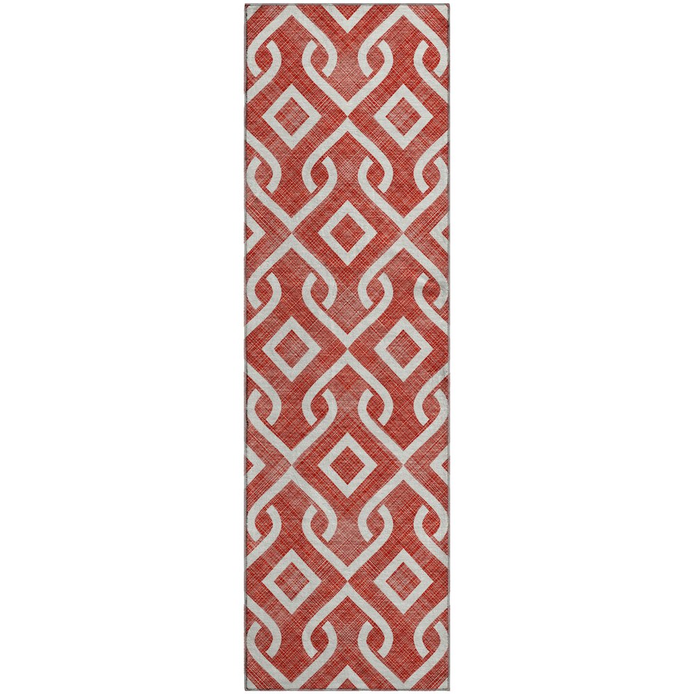 Premium Machine Washable Mayfield  Red 2'3" x 7'6" Runner Rug. Picture 1