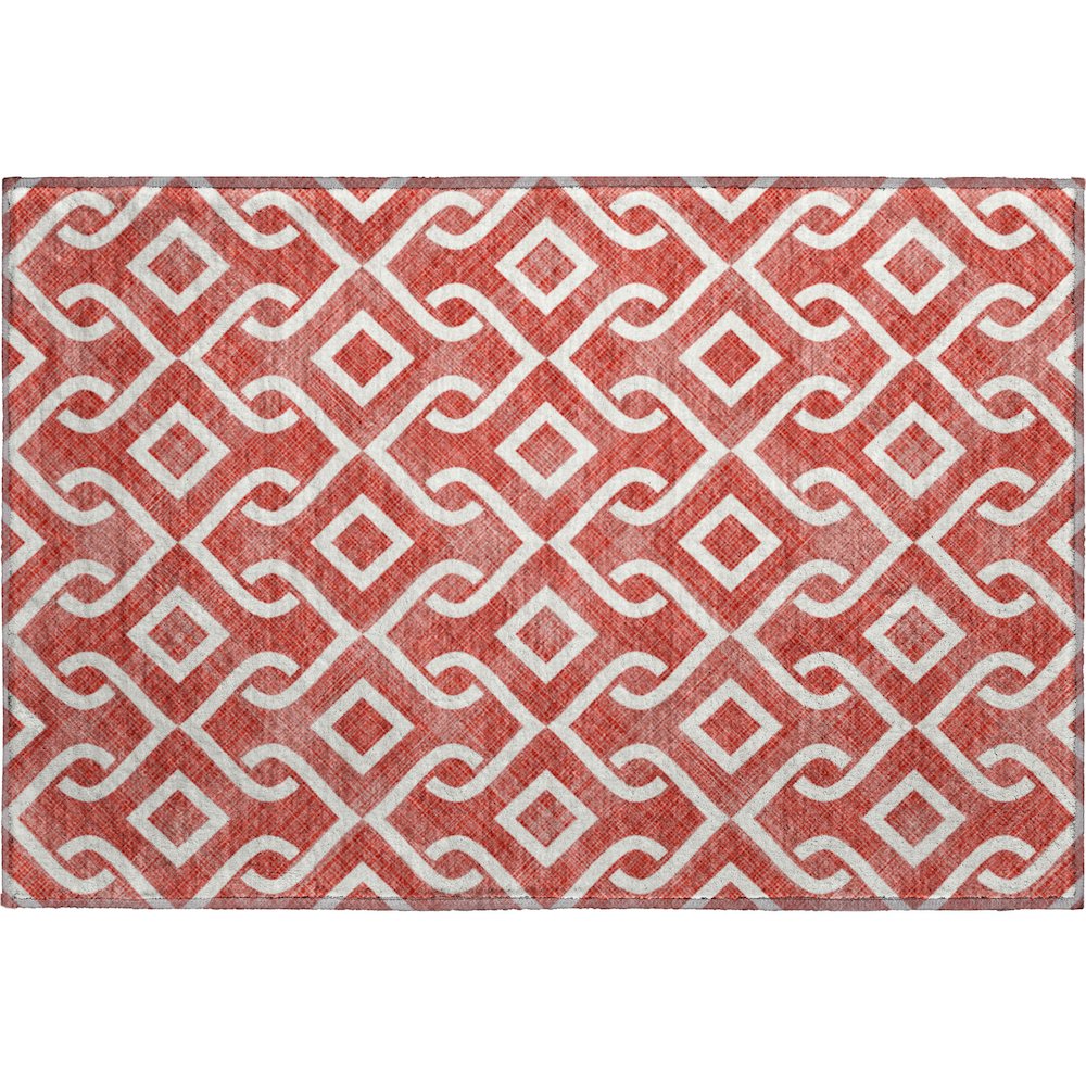 Premium Machine Washable Mayfield  Red 1'8" x 2'6" Rug. Picture 1