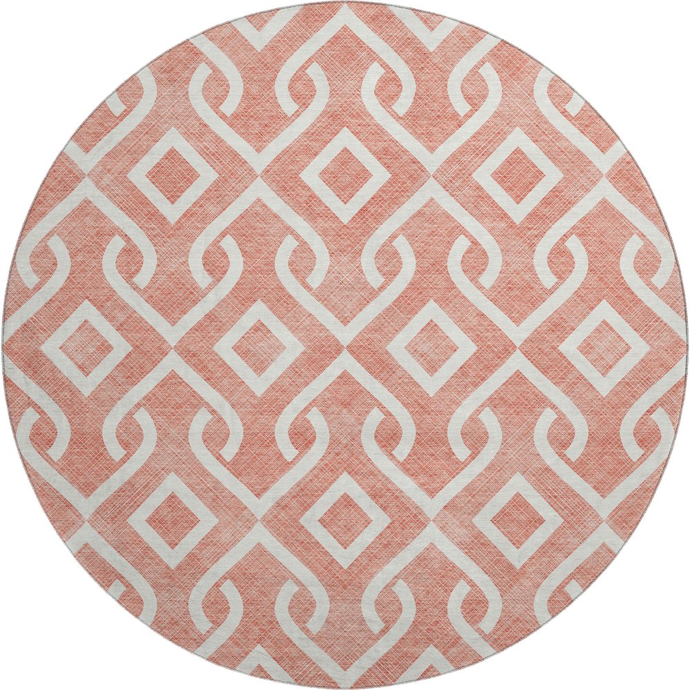 Premium Machine Washable Mayfield  Salmon 8' x 8' Round Rug. Picture 1