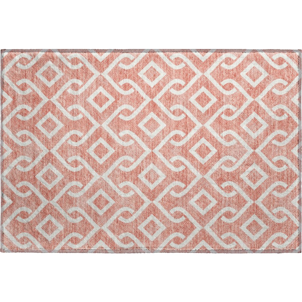 Premium Machine Washable Mayfield  Salmon 1'8" x 2'6" Rug. Picture 1