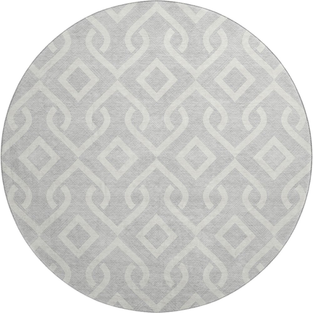 Premium Machine Washable Mayfield  Silver 8' x 8' Round Rug. Picture 1