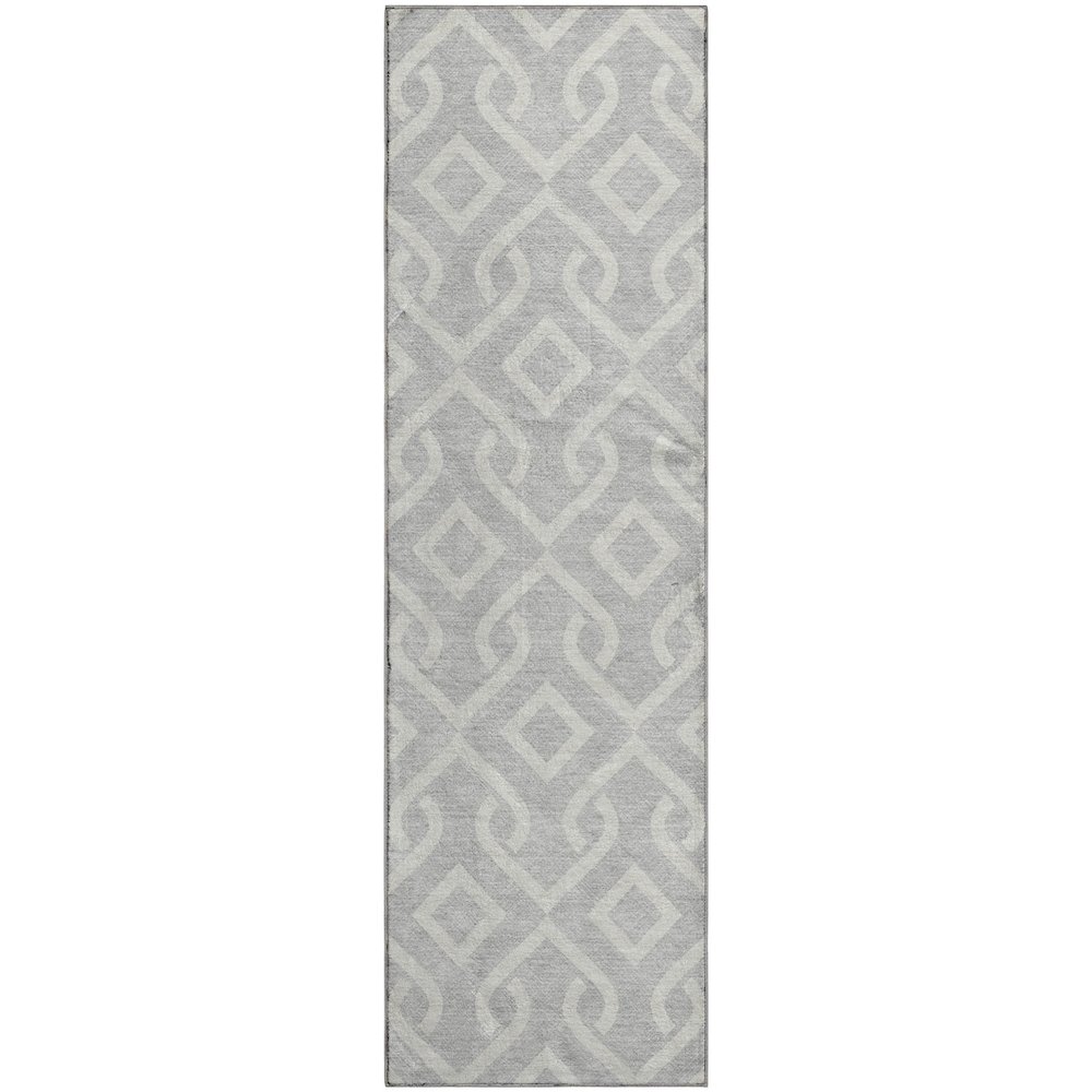 Premium Machine Washable Mayfield  Silver 2'3" x 7'6" Runner Rug. Picture 1