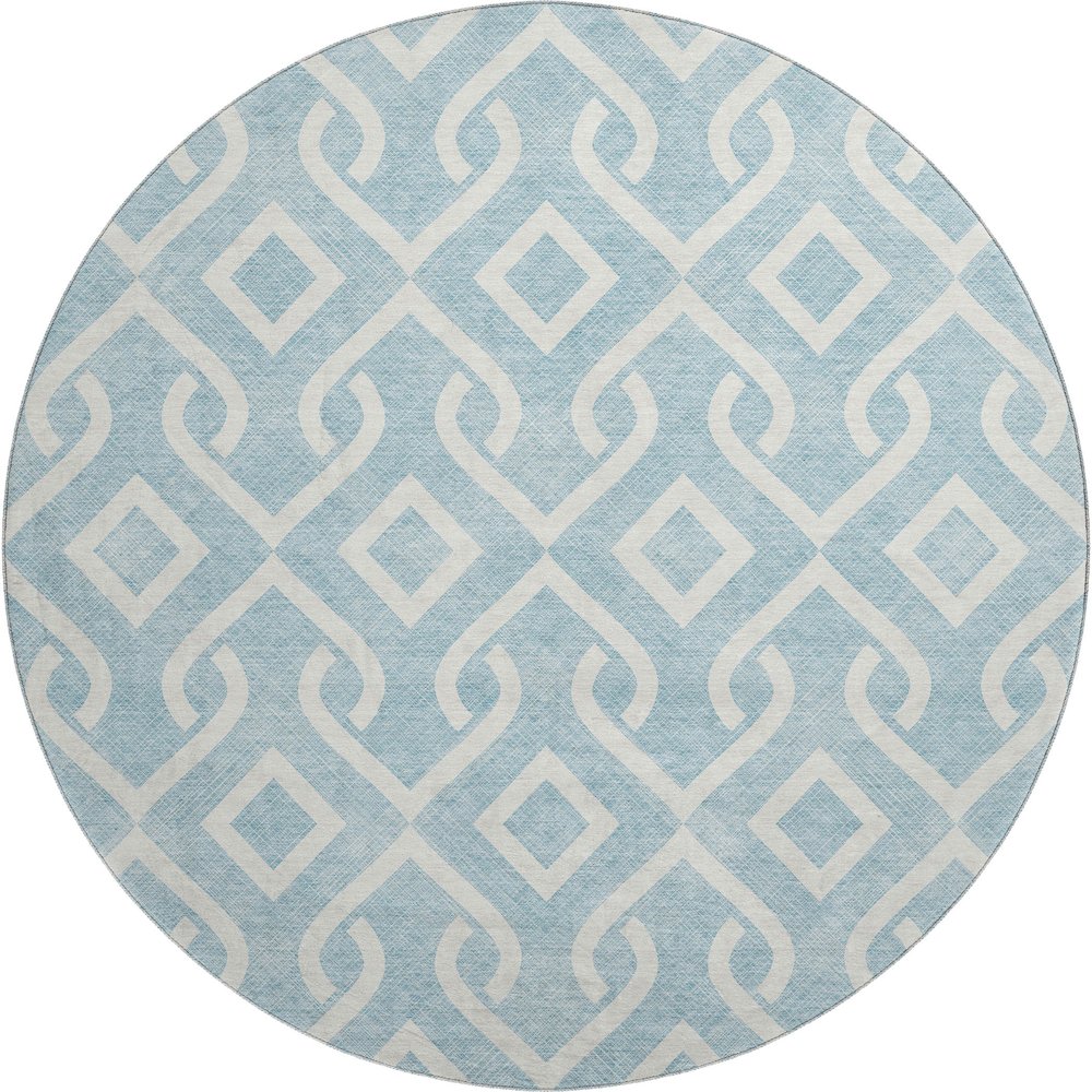 Premium Machine Washable Mayfield  Sky 8' x 8' Round Rug. Picture 1