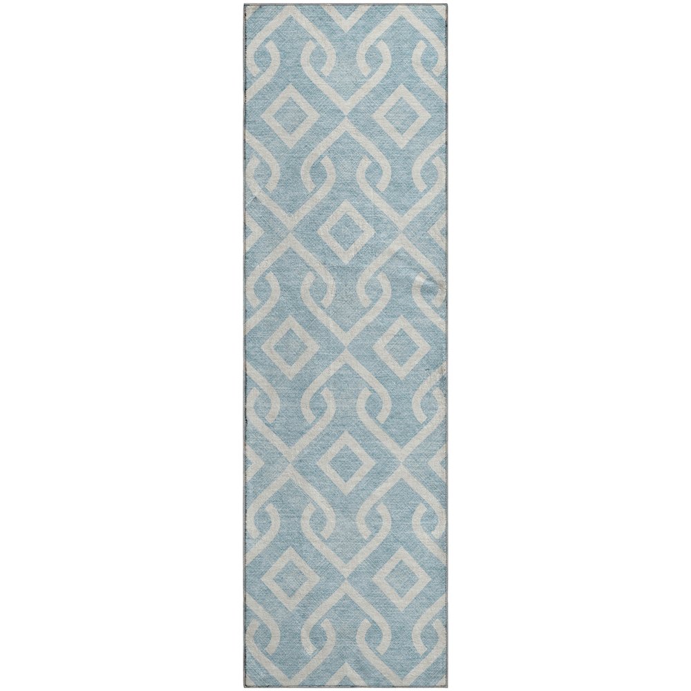 Premium Machine Washable Mayfield  Sky 2'3" x 7'6" Runner Rug. Picture 1