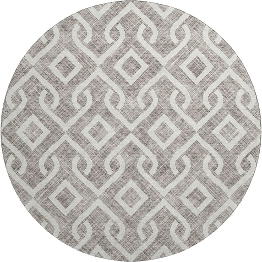 Premium Machine Washable Mayfield  Taupe 8' x 8' Round Rug. Picture 1