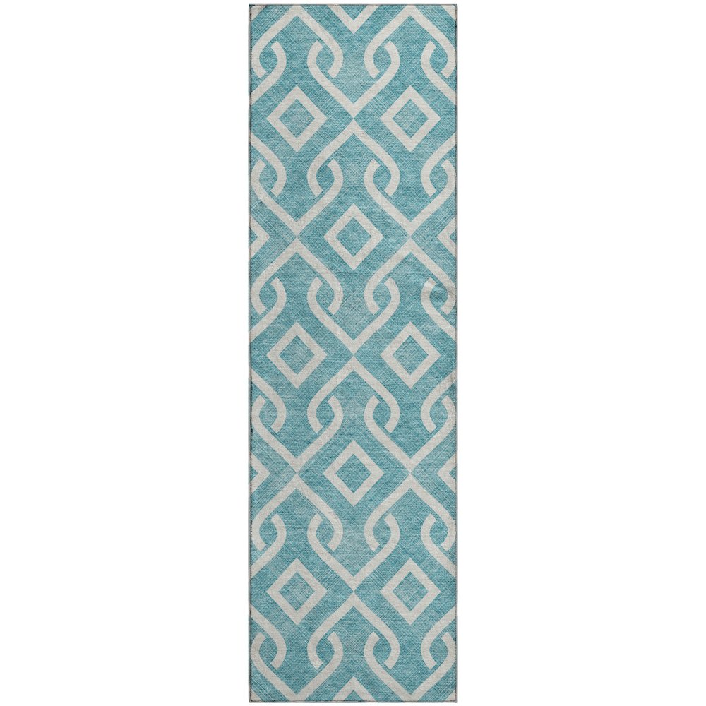 Premium Machine Washable Mayfield  Teal 2'3" x 7'6" Runner Rug. Picture 1