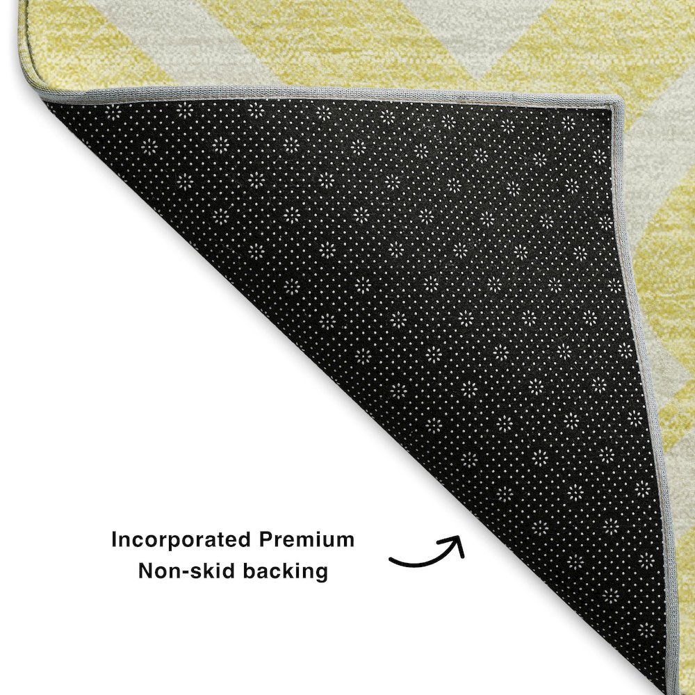 Premium Machine Washable Mayfield  Yellow 1'8" x 2'6" Rug. Picture 2