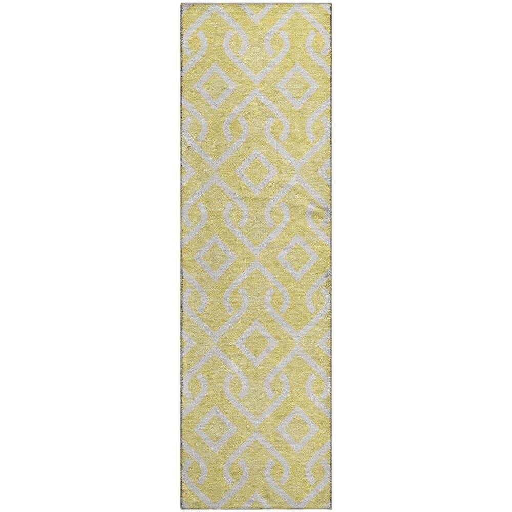 Premium Machine Washable Mayfield  Yellow 2'3" x 7'6" Runner Rug. Picture 1