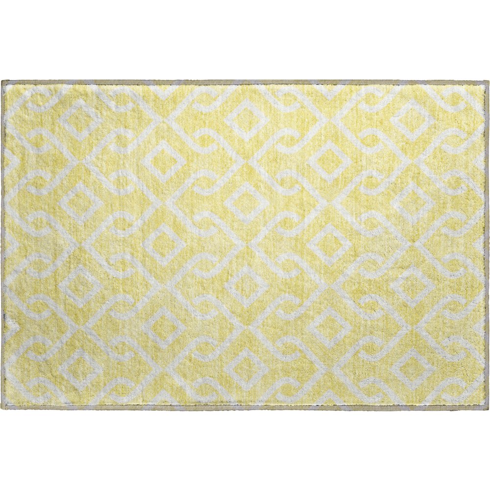 Premium Machine Washable Mayfield  Yellow 1'8" x 2'6" Rug. Picture 1