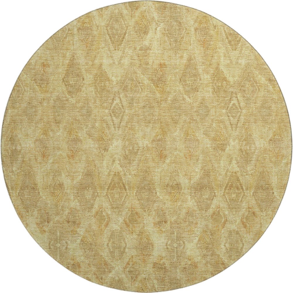 Premium Machine Washable Mayfield  Gold 8' x 8' Round Rug. Picture 1