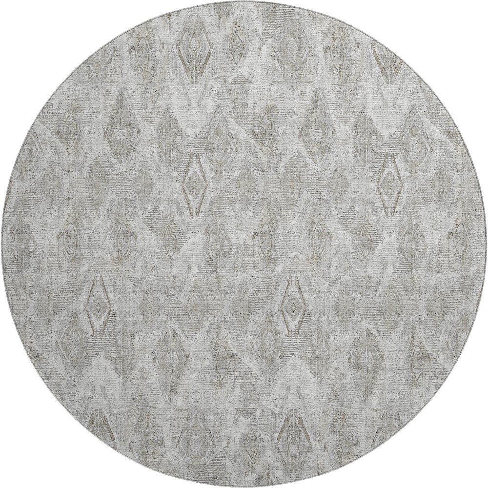 Premium Machine Washable Mayfield  Silver 8' x 8' Round Rug. Picture 1