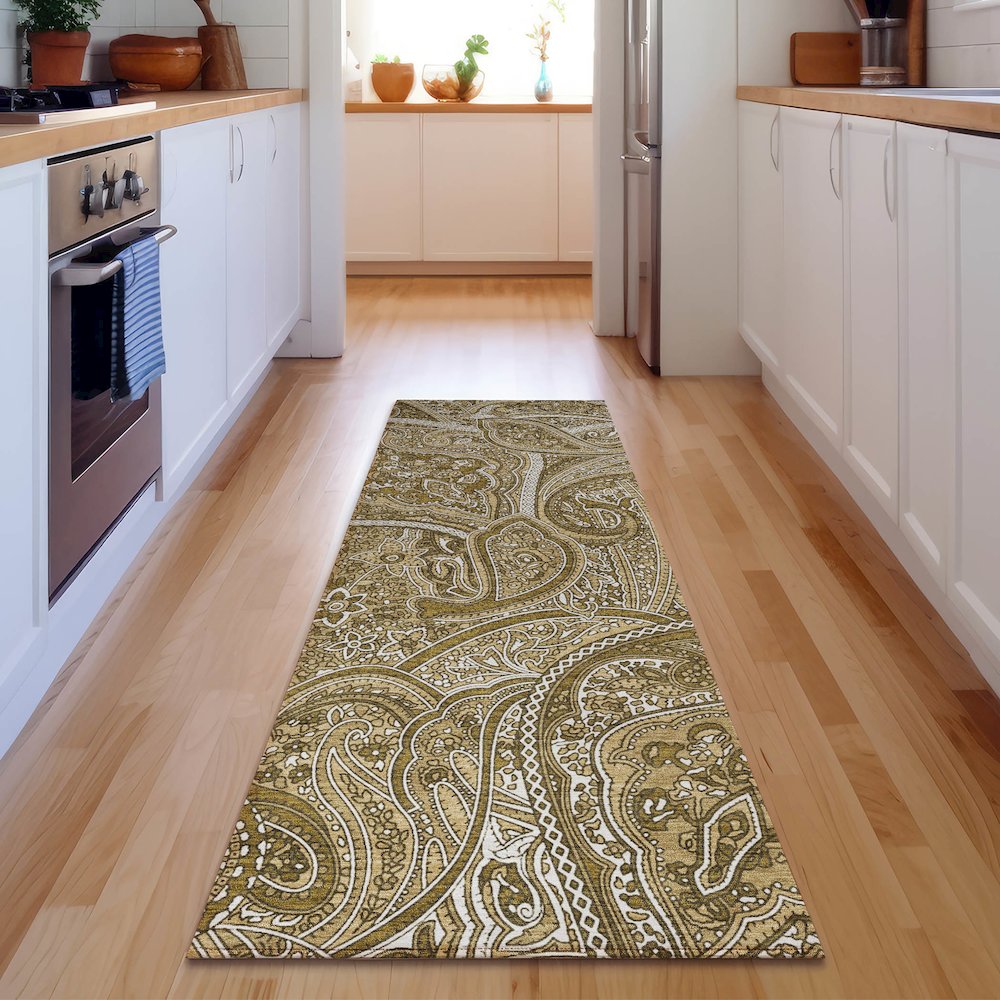 Premium Machine Washable Mayfield  Brown 2'3" x 7'6" Runner Rug. Picture 5