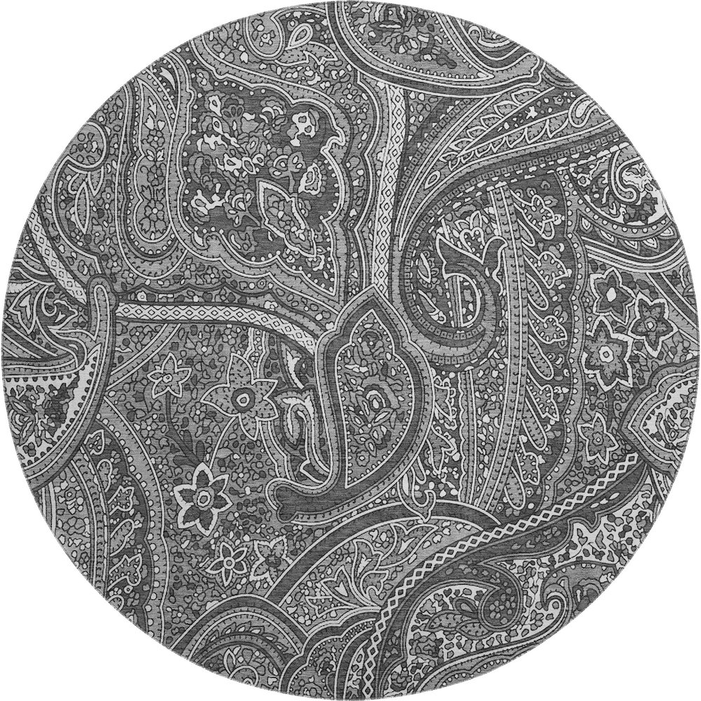 Premium Machine Washable Mayfield  Gray 8' x 8' Round Rug. Picture 1