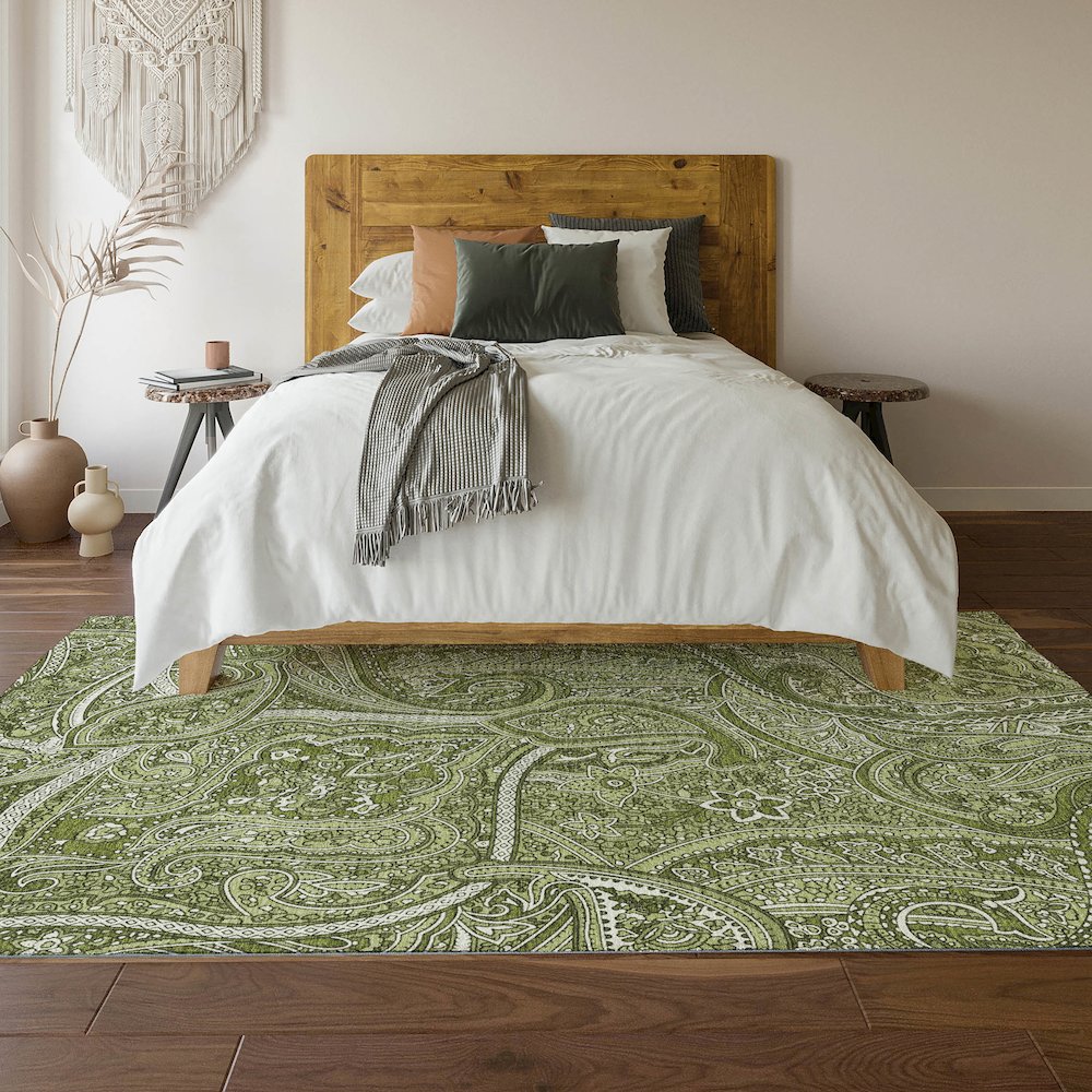 Premium Machine Washable Mayfield  Green 2'6" x 3'10" Rug. Picture 6