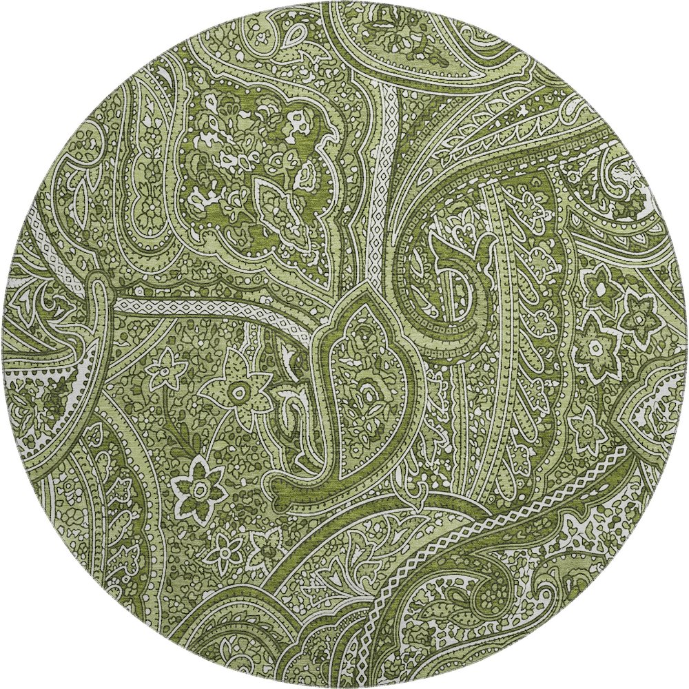 Premium Machine Washable Mayfield  Green 8' x 8' Round Rug. Picture 1