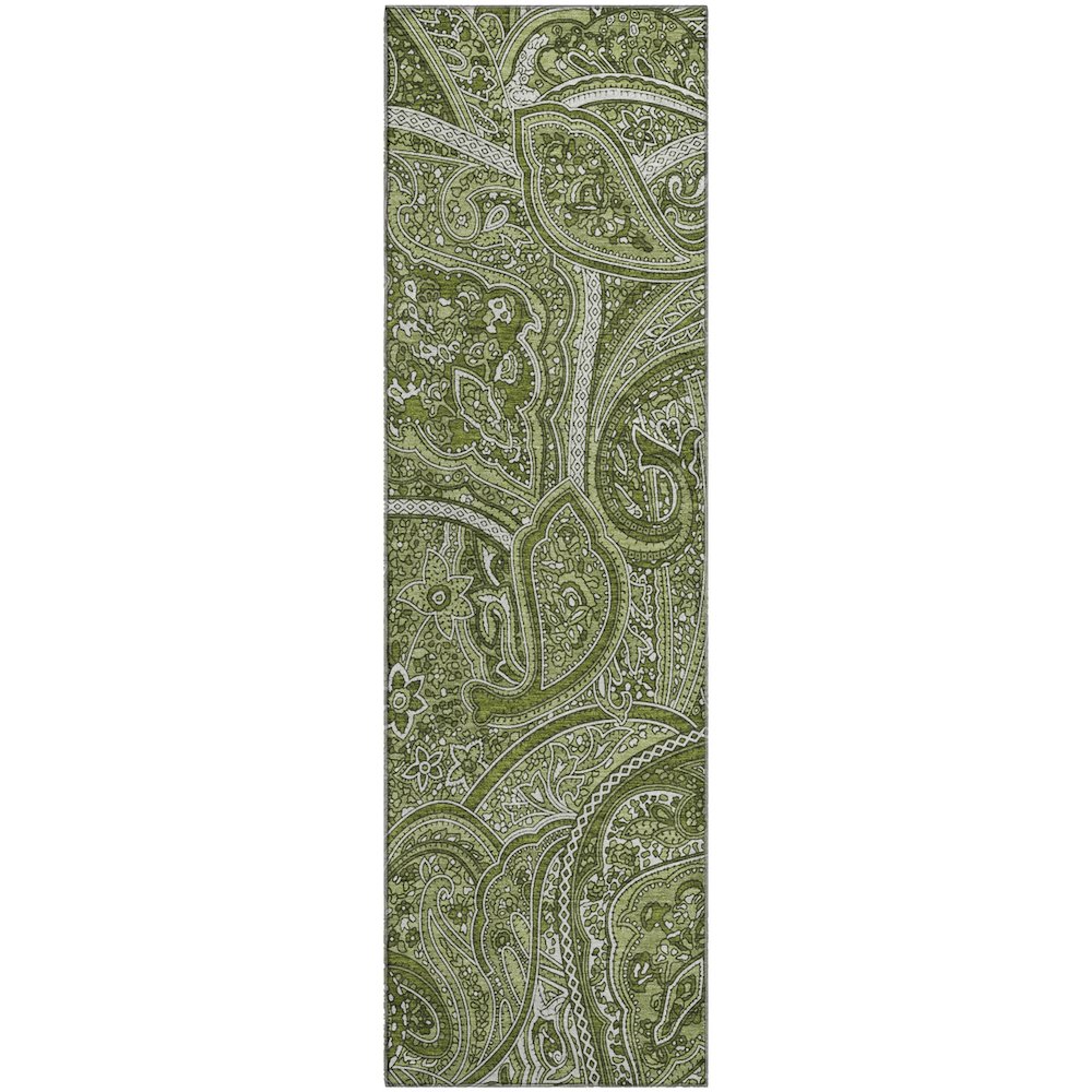 Premium Machine Washable Mayfield  Green 2'3" x 7'6" Runner Rug. Picture 1