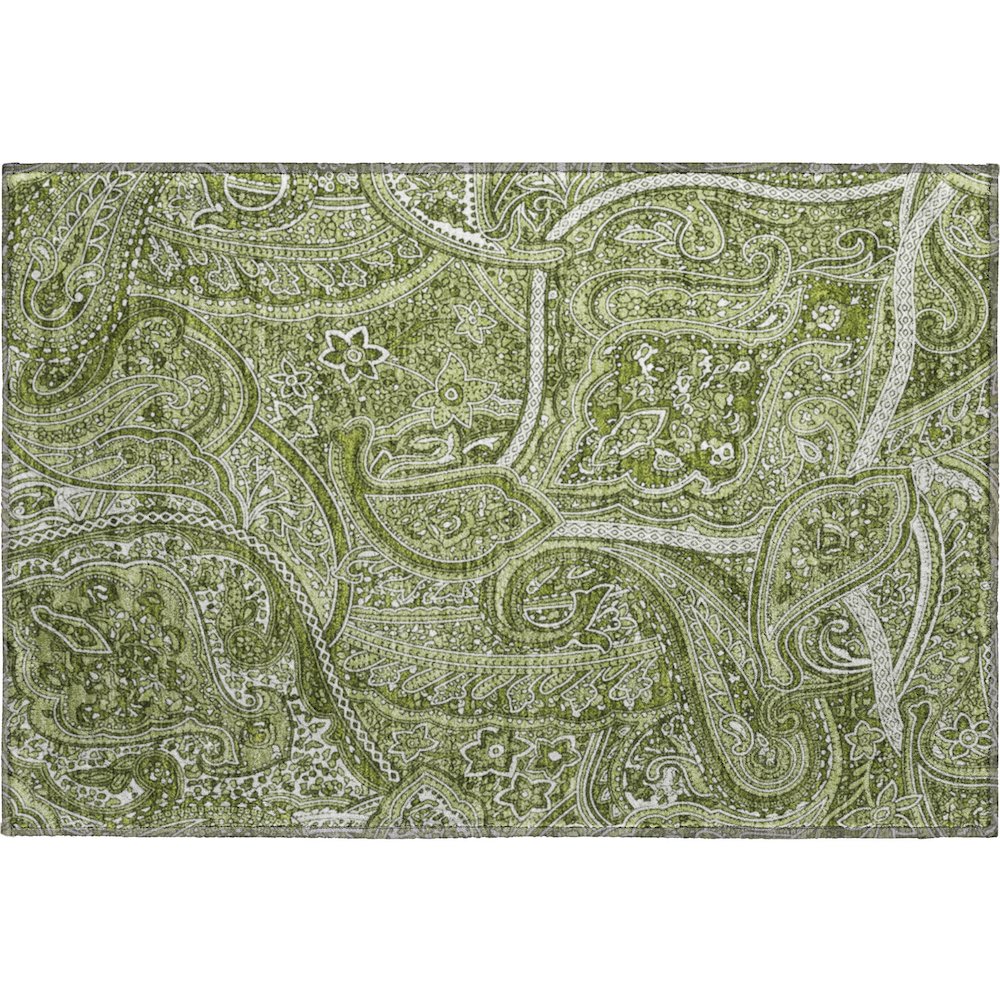 Premium Machine Washable Mayfield  Green 1'8" x 2'6" Rug. Picture 1